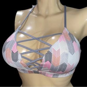 Victorias Secret VSX Sport Lightly Lined Strappy Front Sports Bra Multi-Colored